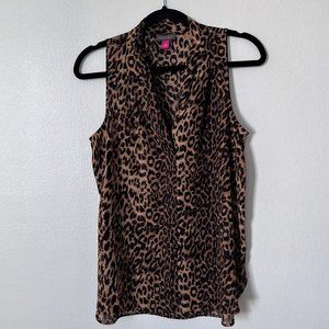 Vince Camuto Sleeveless V Neck Animal Print Blouse